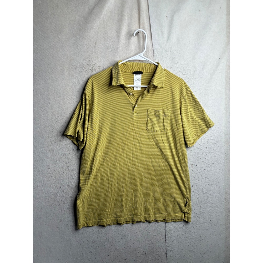 Patagonia Mens Organic Cotton Striped Polo Shirt Yellow Grey Large 52776 SP13